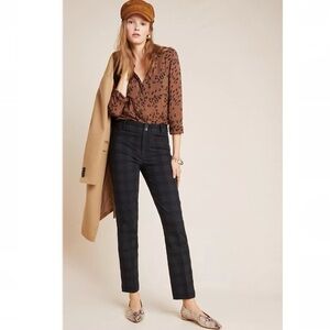 Anthropologie The Essential Slim Jacquard Trousers